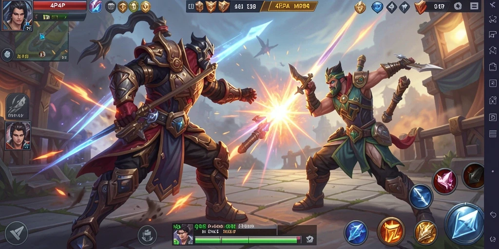 Tampilan permainan MOBA yang menegangkan dan penuh aksi.