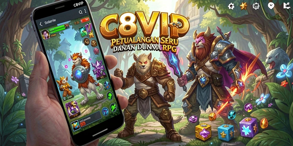 Tampilan gameplay dinamis C8VIP dalam dunia RPG yang menarik.