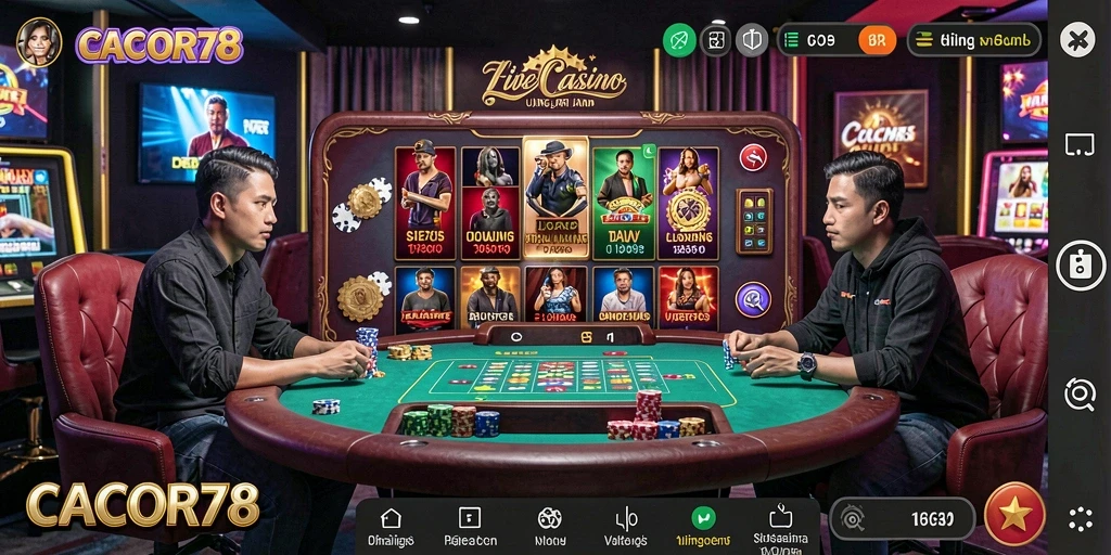 Tampilan gameplay nyata dari CACOR78 dengan dealer langsung.