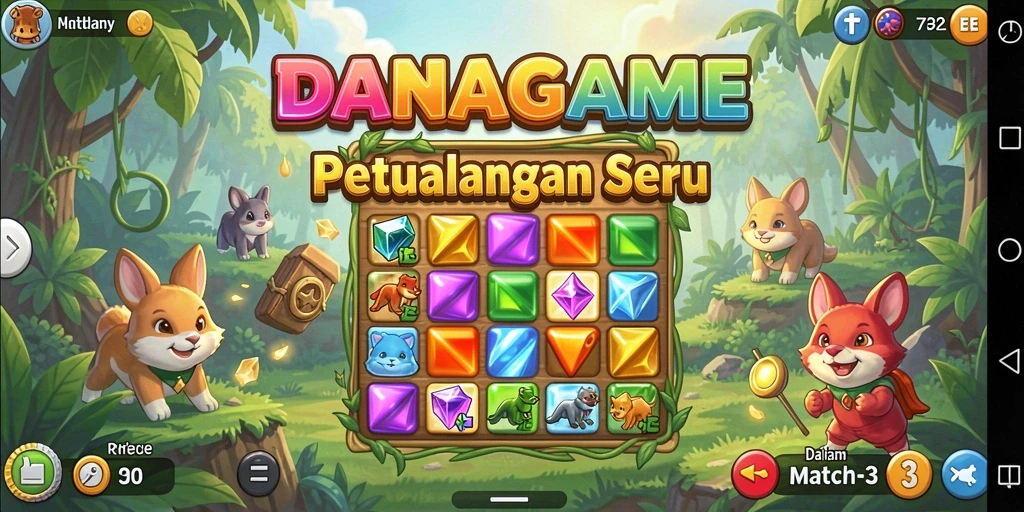 Tampilan menarik dari gameplay seru di DANAGAME Match-3.