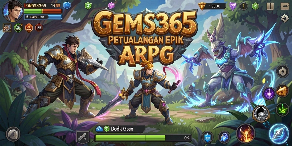 Gameplay GEMS365 menampilkan aksi RPG yang mendebarkan dan visual yang memukau.