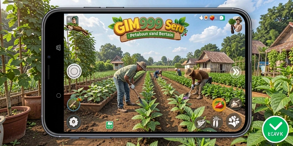 Screenshot GIM999 menampilkan aktivitas bertani yang mendebarkan.