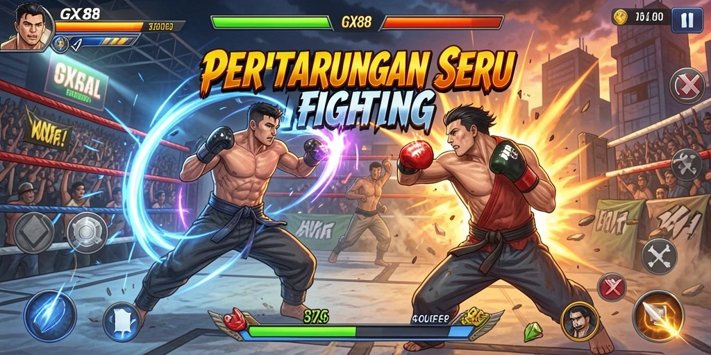 Screenshot GX88 menampilkan aksi pertarungan yang menegangkan dan strategis.
