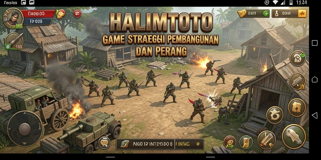 Tampilan dalam permainan HALIMTOTO dengan aksi pertempuran yang seru.