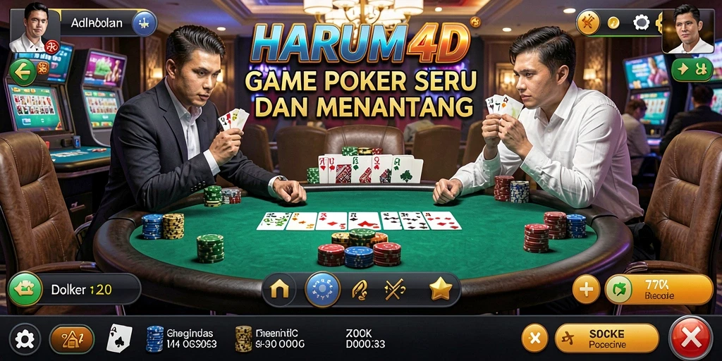 Screenshot gameplay Poker HARUM4D yang menarik dan mendebarkan.