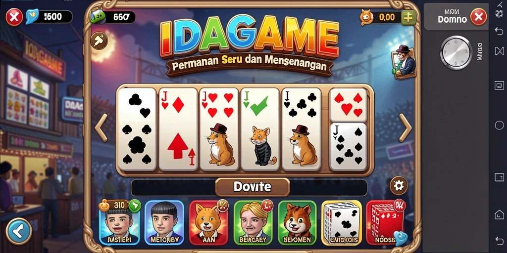 Tampilan gameplay seru dari IDAGAME dengan fitur domino menarik.