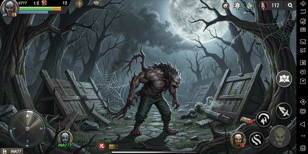 Tangkapan layar gameplay yang menggambarkan suasana mencekam di INA777.