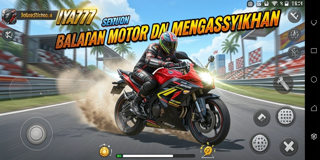 Tangkapan layar gameplay luar biasa IYA777 saat balapan motor.