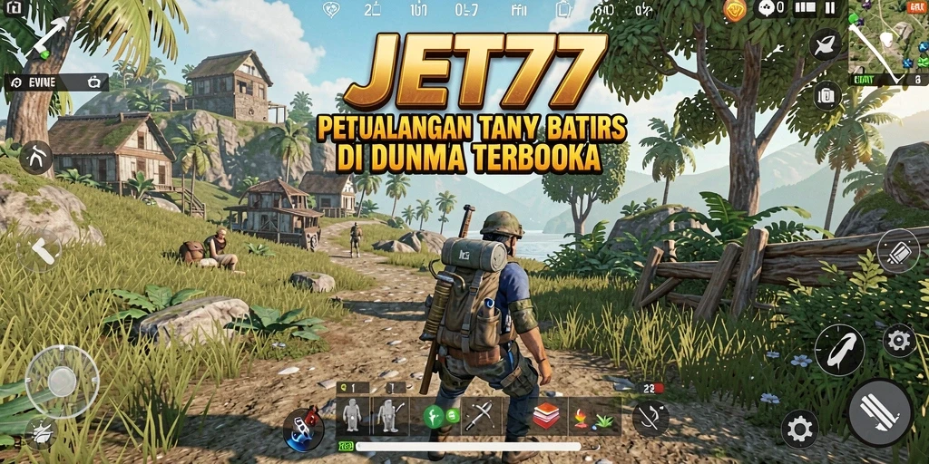 Screenshot gameplay JET77 menampilkan keceriaan eksplorasi dunia terbuka.