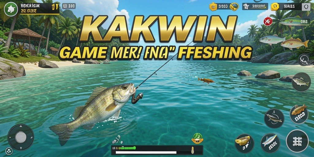 Tampilan gameplay KAKWIN yang menampilkan aksi memancing seru dan menantang.