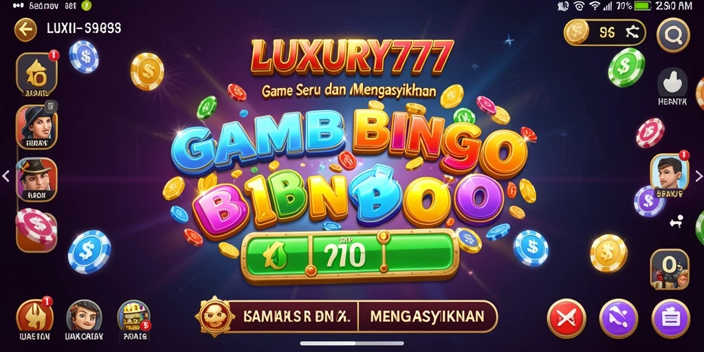 Screenshot utama LUXURY777 menampilkan gameplay Bingo yang seru.
