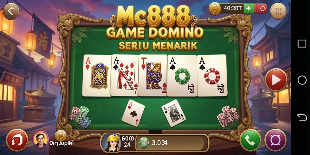 Screenshot utama MC888 menunjukkan momen seru saat bermain Domino.