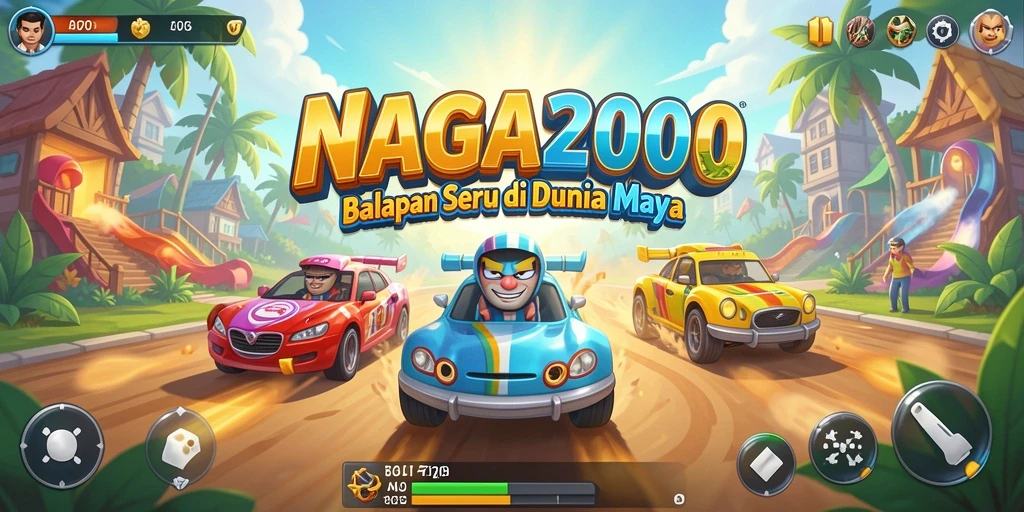 Tampilan gameplay NAGA2000 menampilkan balapan seru dan mobil kustom.