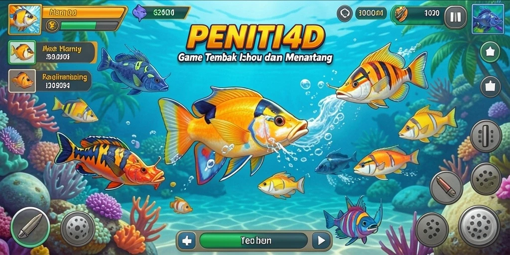 Screenshot gameplay PENITI4D yang menampilkan serunya Tembak Ikan.
