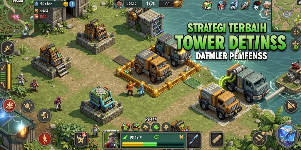Tampilan gameplay PP444 yang intens dan strategis dalam Tower Defense.