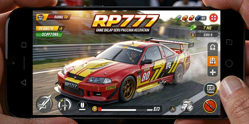 Tampilan gameplay RP777 yang mendebarkan dengan mobil balap.