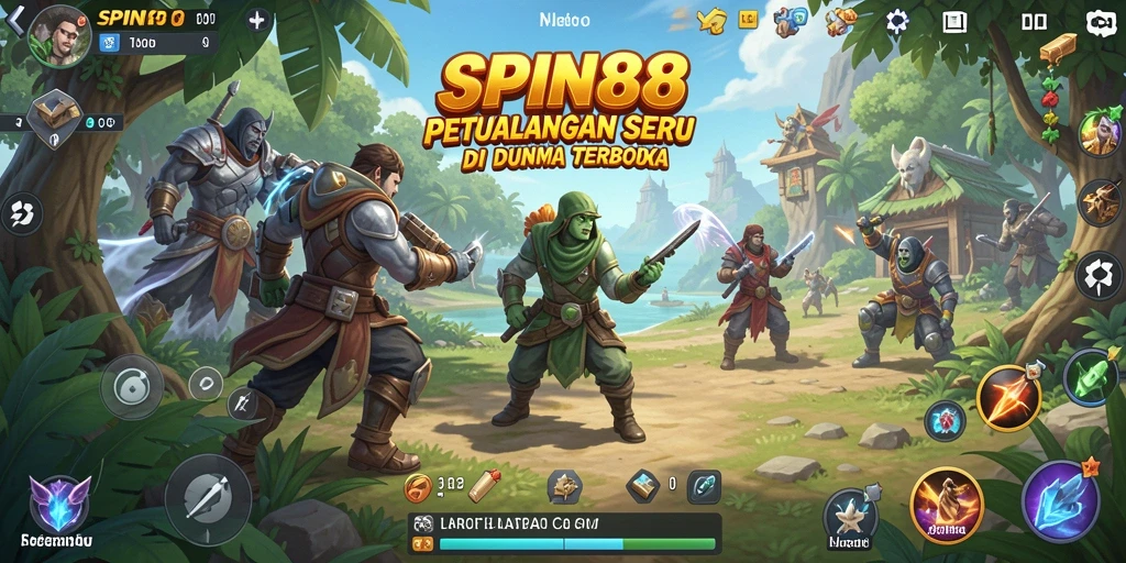 Screenshot gameplay SPIN88 menunjukkan eksplorasi dunia yang luas.