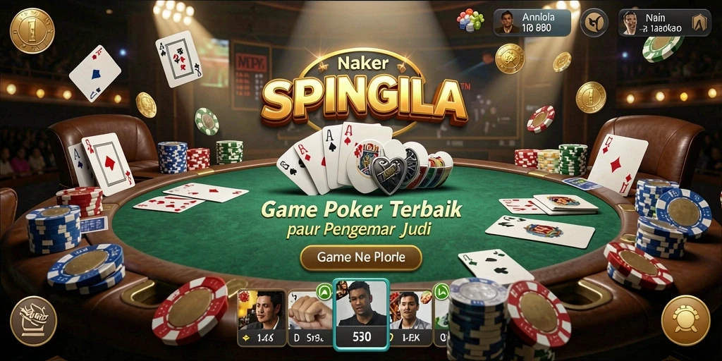 Tampilan gameplay SPINGILA yang menarik dengan suasana poker yang seru.